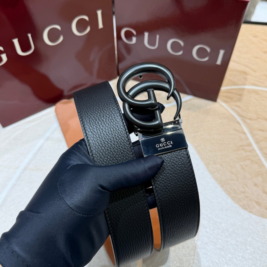 グッチ n級 GGバックルレザーベルト ブラック金具仕様 高級レベル仕様_1