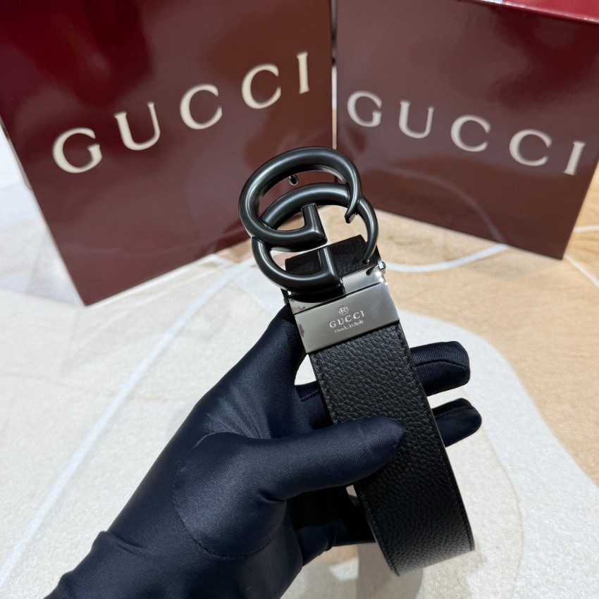 グッチ n級 GGバックルレザーベルト ブラック金具仕様 高級レベル仕様_2