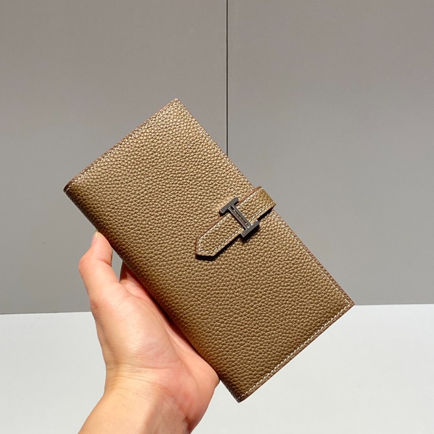 エルメス ブランド コピー ベアン長財布 ブラックH金具 エトゥープカラー 精密ディテール_4