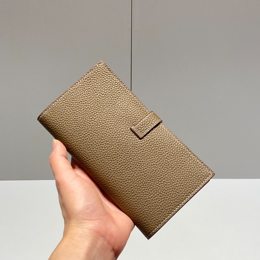 エルメス ブランド コピー ベアン長財布 ブラックH金具 エトゥープカラー 精密ディテール_5