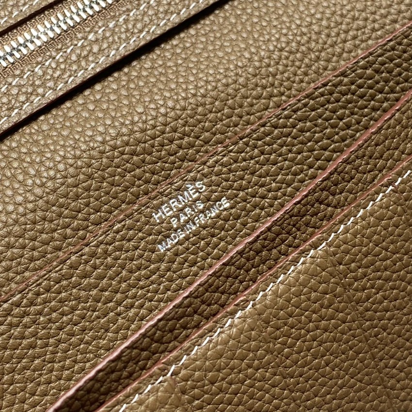 エルメス ブランド コピー ベアン長財布 ブラックH金具 エトゥープカラー 精密ディテール_8