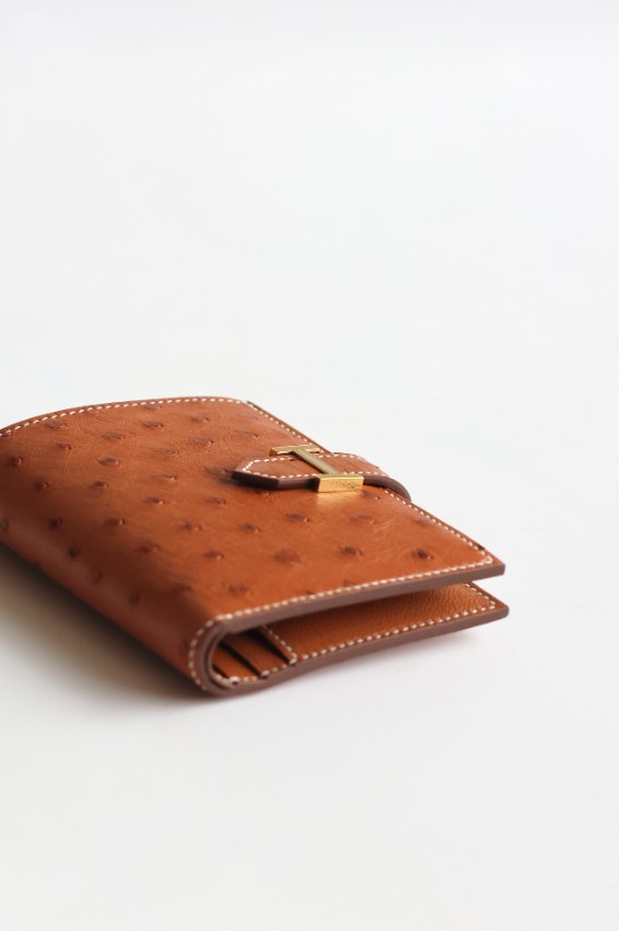エルメス スーパーコピー ベアンコンパクトウォレット キャメルオーストリッチ風 ゴールド金具 数量限定入荷_7