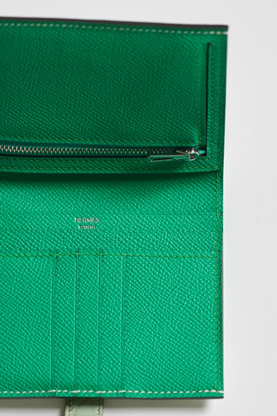 エルメス ブランド コピー ベアンコンパクトウォレット ミントグリーン シルバー金具 安全取引_6