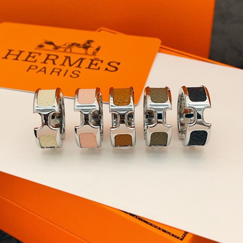 エルメス ハイブランド Hリング指輪 レザーコンビデザイン 丁寧な縫製_1