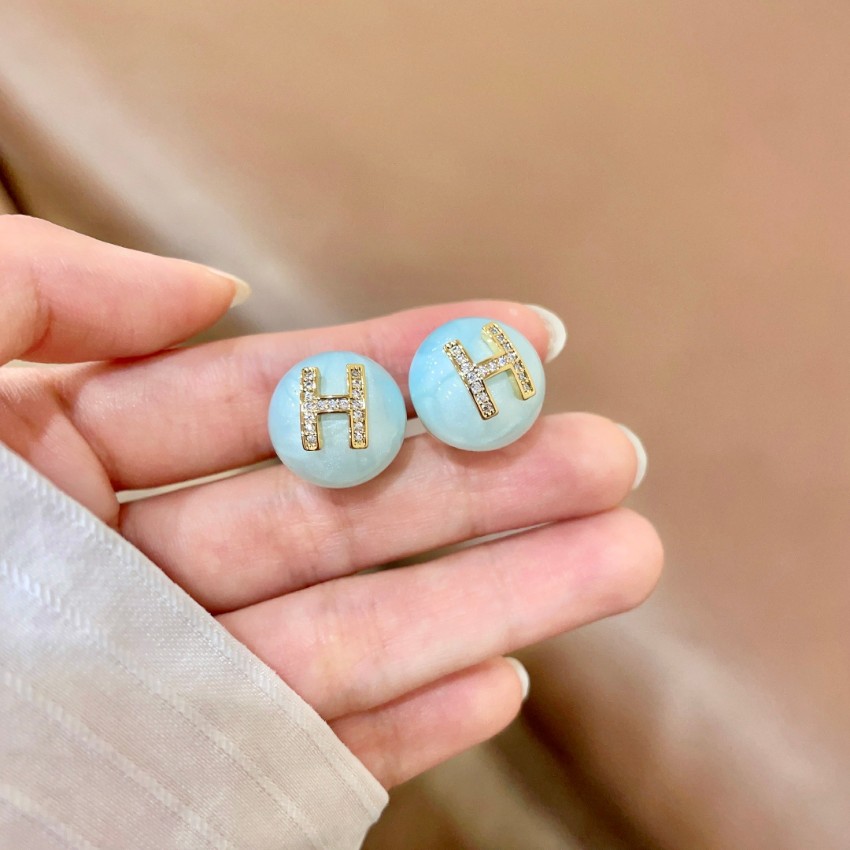 エルメス スーパーコピー Hロゴピアス パステルブルー仕様 高級レベル仕様_1