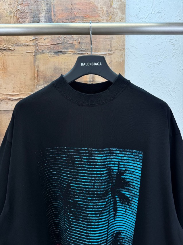 バレンシアガ 格安 グラフィックプリント半袖Tシャツ クルーネック サマーデザイン 実店舗運営_2