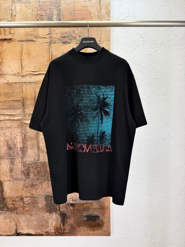 バレンシアガ 格安 グラフィックプリント半袖Tシャツ クルーネック サマーデザイン 実店舗運営_5