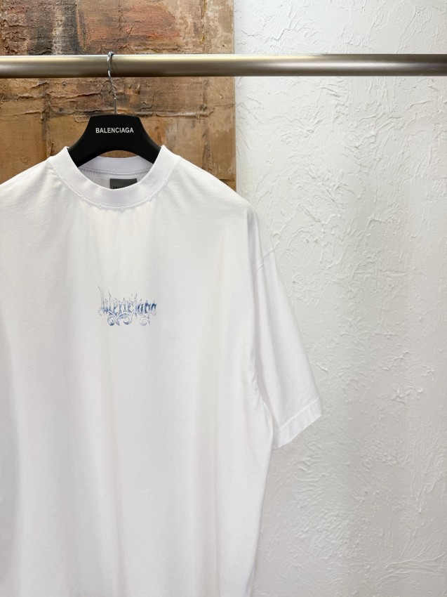 バレンシアガ 本物級コピー ロゴ刺繍半袖Tシャツ クルーネック ミニマルデザイン 高再現度_2