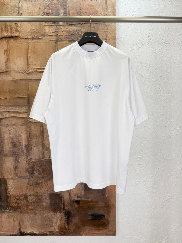 バレンシアガ 本物級コピー ロゴ刺繍半袖Tシャツ クルーネック ミニマルデザイン 高再現度_3