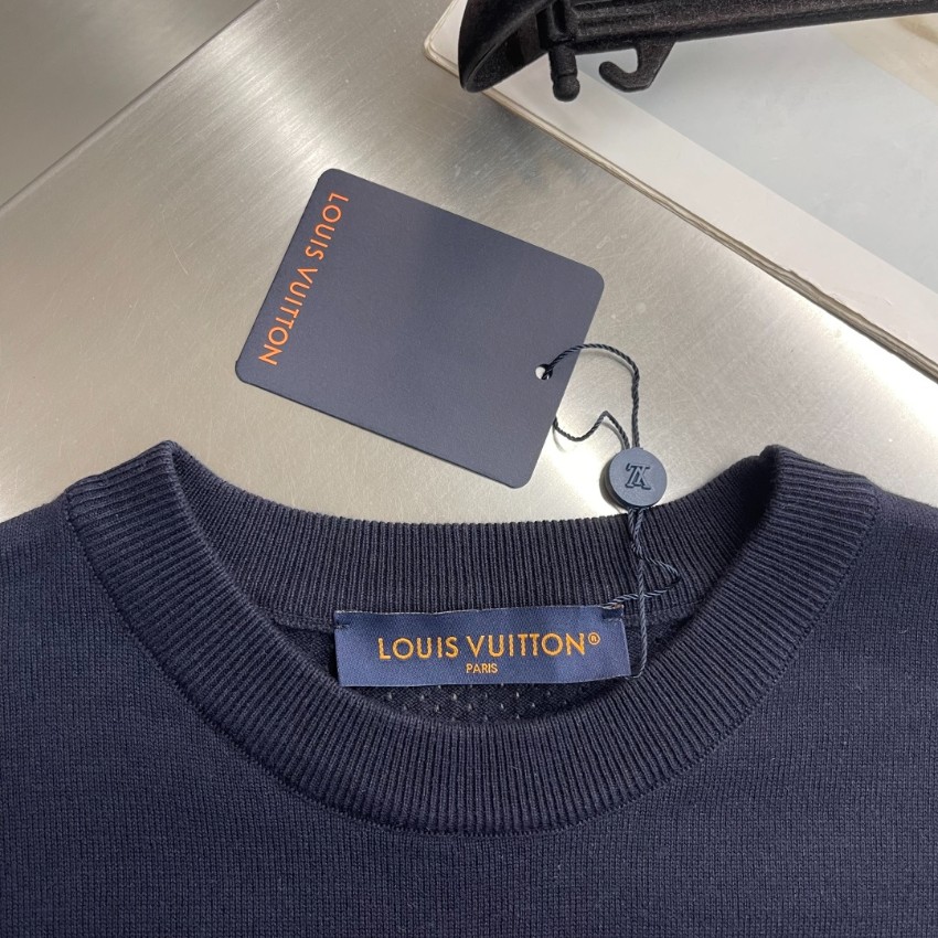ルイヴィトン ハイブランド ニット半袖Tシャツ ロゴ刺繍デザイン ブランド代用_3