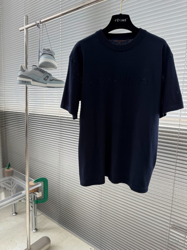 ルイヴィトン ハイブランド ニット半袖Tシャツ ロゴ刺繍デザイン ブランド代用_7
