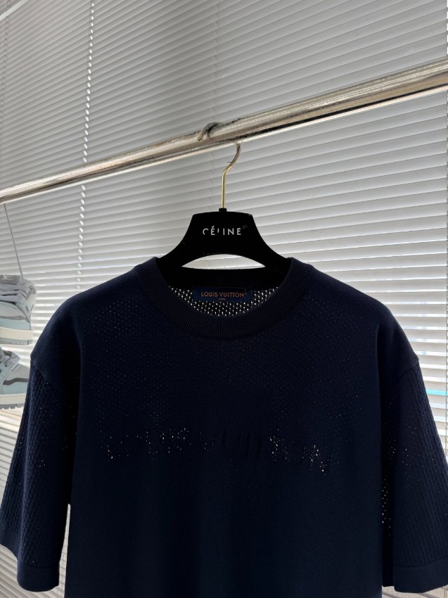 ルイヴィトン ハイブランド ニット半袖Tシャツ ロゴ刺繍デザイン ブランド代用_6