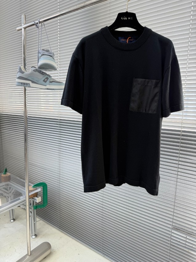 ルイヴィトン ハイブランド ニット半袖Tシャツ 異素材ポケットデザイン 確実に届く_6