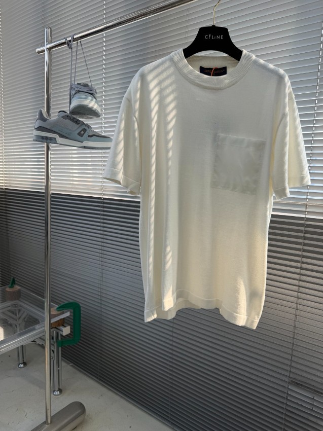 ルイヴィトン 格安 ニット半袖Tシャツ 異素材ポケットミニマル 追跡可能_6