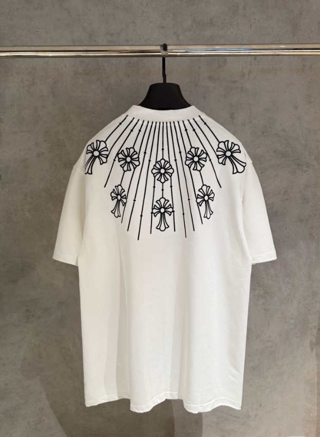 クロムハーツ ブランド コピー フラワープリント半袖Tシャツ 放射状デザイン 高再現度_2