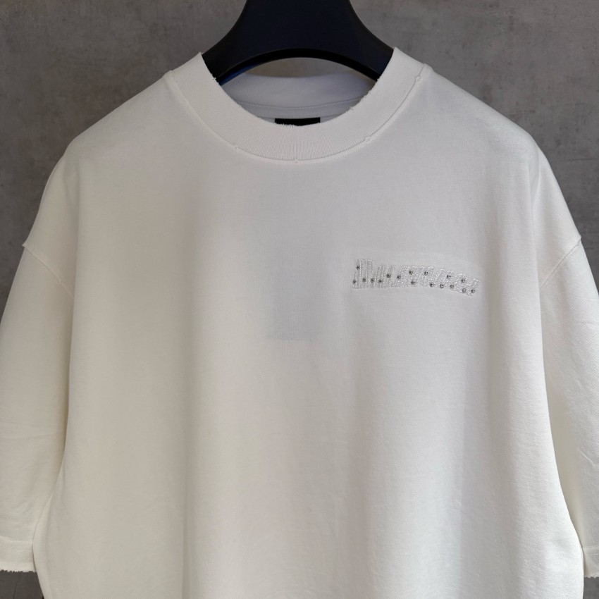 バレンシアガ ハイブランド ロゴ刺繍半袖Tシャツ ミニマルデザイン 上質感_1