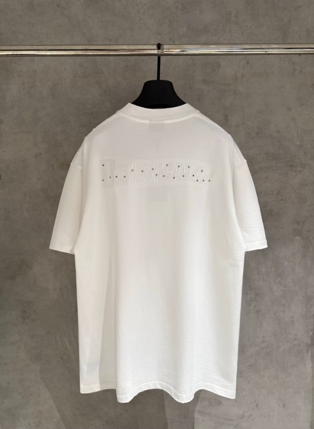 バレンシアガ ハイブランド ロゴ刺繍半袖Tシャツ ミニマルデザイン 上質感_7