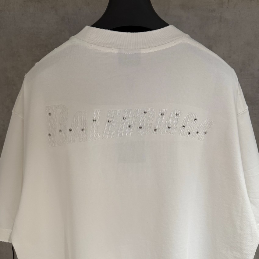 バレンシアガ ハイブランド ロゴ刺繍半袖Tシャツ ミニマルデザイン 上質感_5