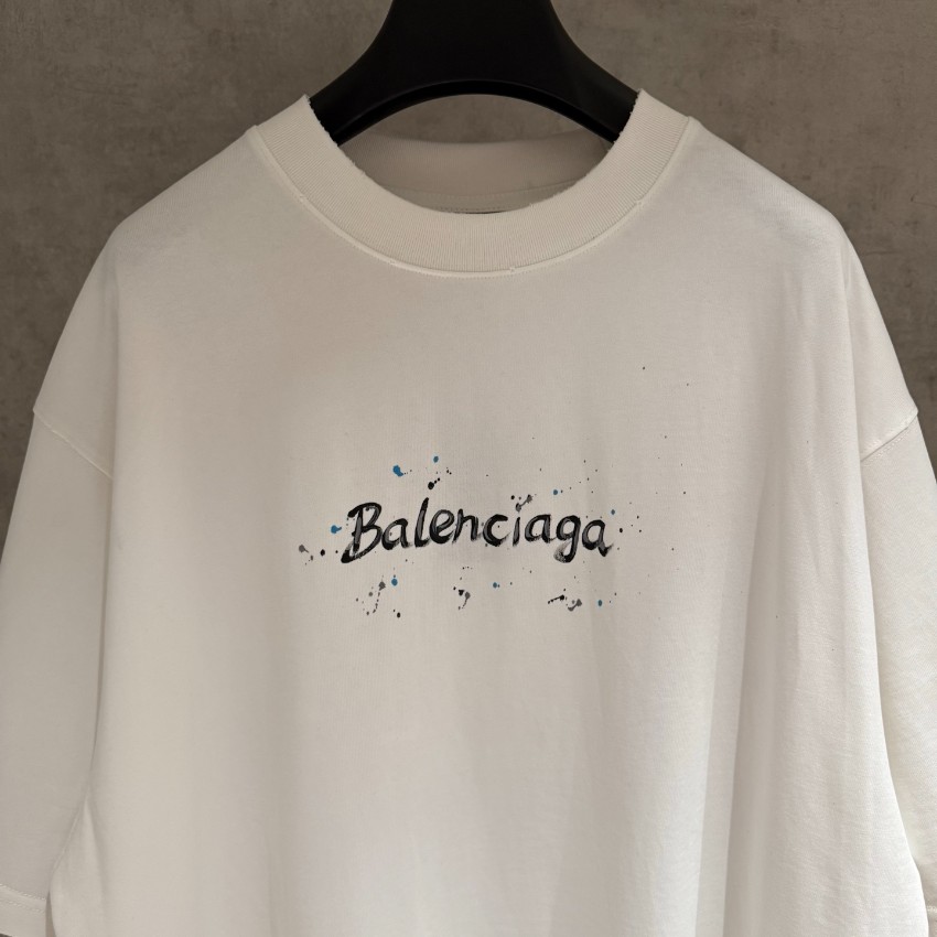 バレンシアガ 本物級コピー ロゴプリント半袖Tシャツ スプラッシュデザイン 高品質_1