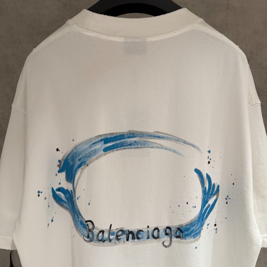 バレンシアガ 本物級コピー ロゴプリント半袖Tシャツ スプラッシュデザイン 高品質_4