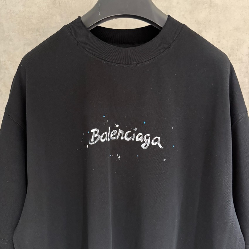 バレンシアガ スーパーコピー ロゴプリント半袖Tシャツ スプラッシュデザイン 上質感_2