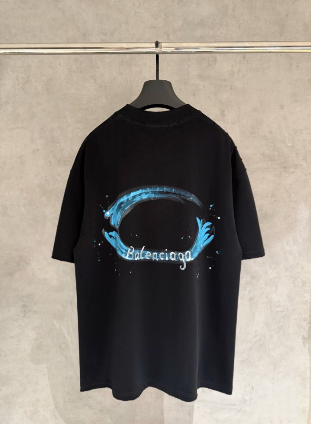バレンシアガ スーパーコピー ロゴプリント半袖Tシャツ スプラッシュデザイン 上質感_4