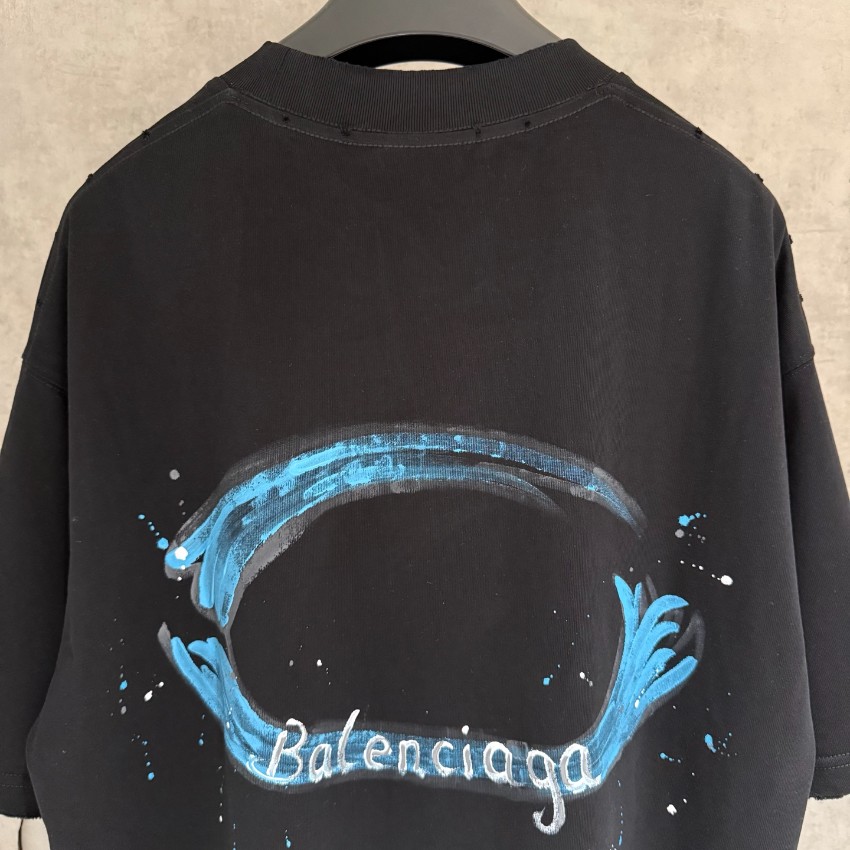 バレンシアガ スーパーコピー ロゴプリント半袖Tシャツ スプラッシュデザイン 上質感_7