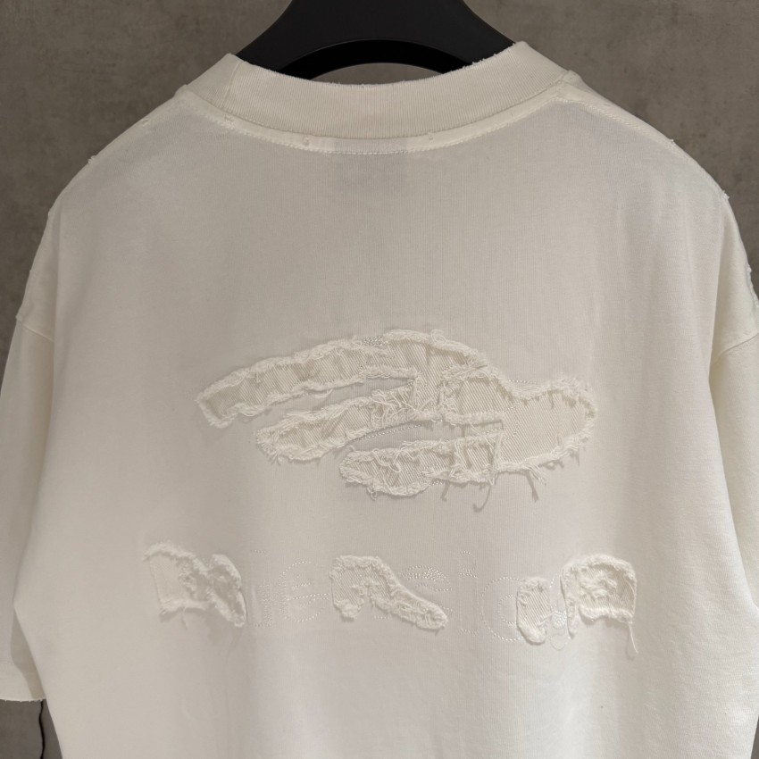 バレンシアガ スーパーコピー ダメージ刺繍ロゴ半袖Tシャツ ミニマルデザイン 定番_7