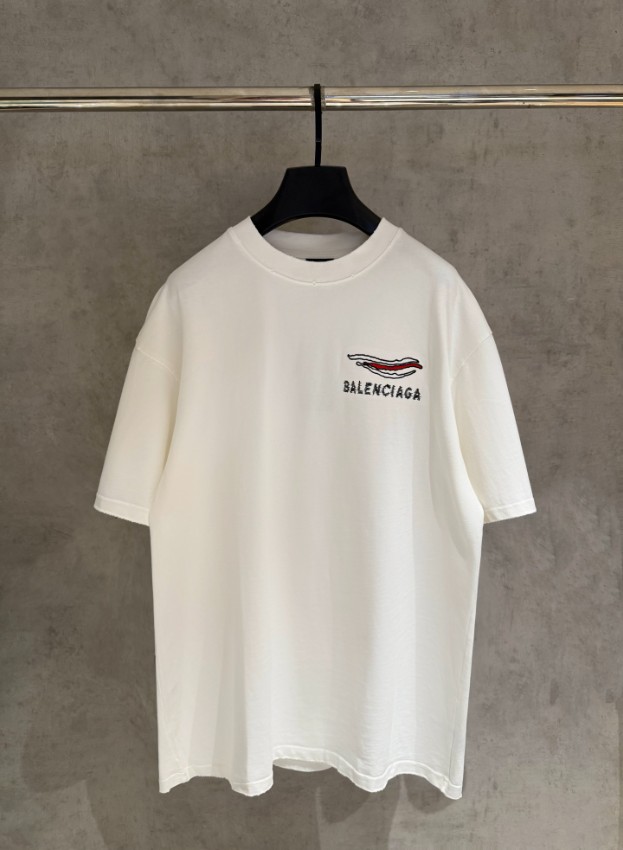 バレンシアガ n級 ロゴ刺繍半袖Tシャツ 波形デザインアクセント 上質感_7