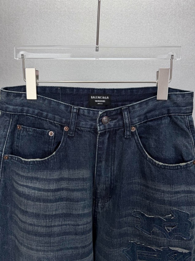 バレンシアガ 格安 デニムパンツ ダメージ加工ストレートシルエット 高再現度_6