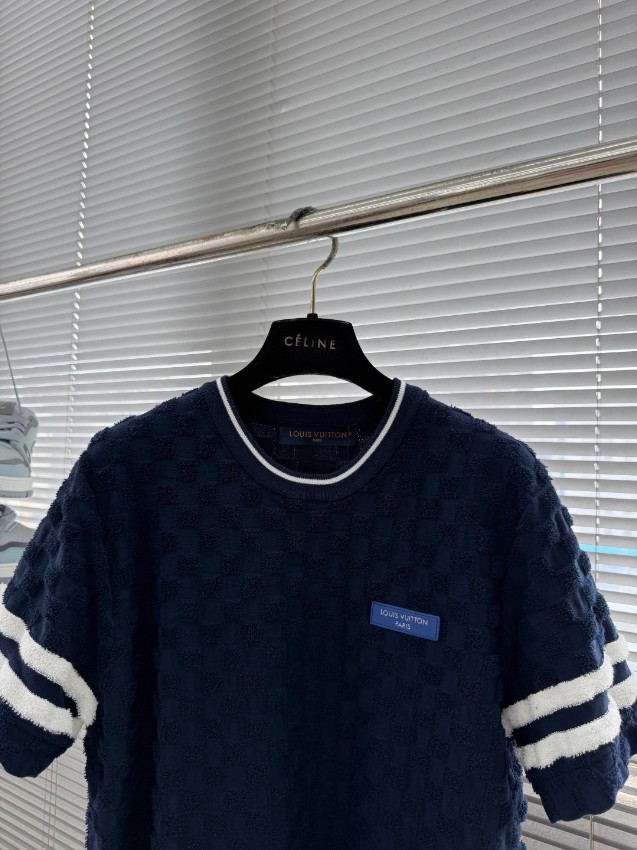 ルイヴィトン n級 半袖ニットTシャツ ダミエ調立体織りデザイン 肌触り良好_4