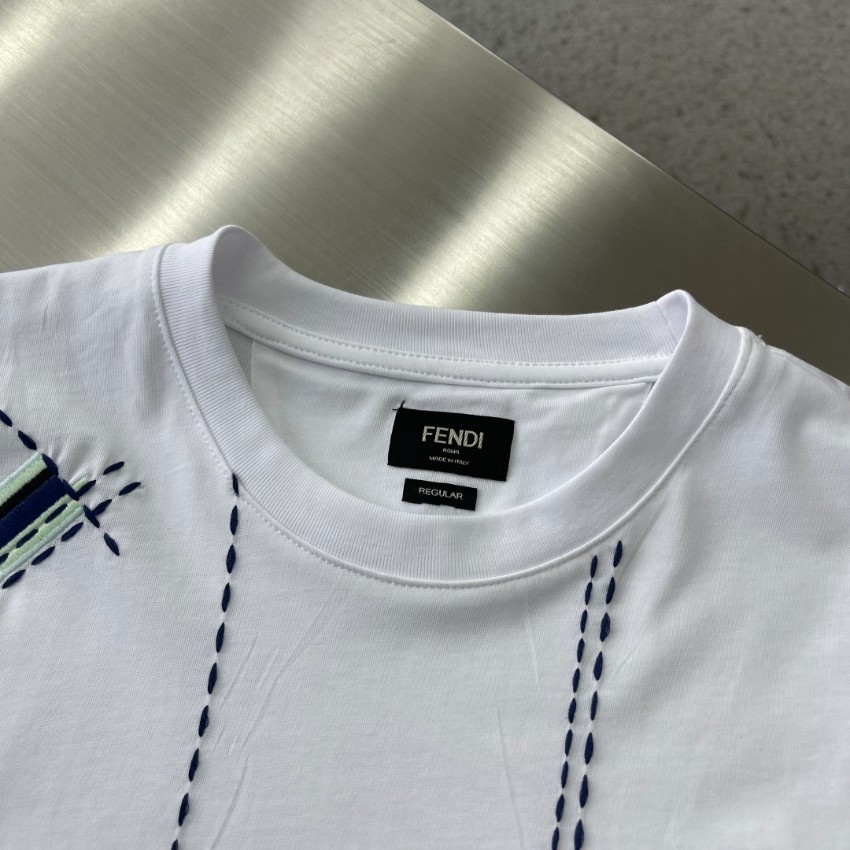 フェンディ ブランド コピー グラフィックTシャツ 刺繍ラインデザイン 高評価_3