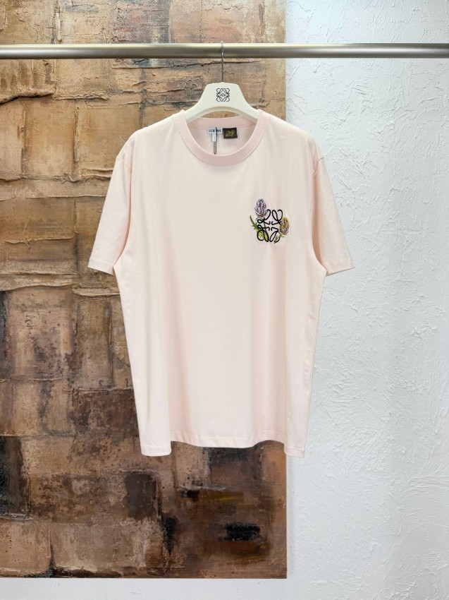 ロエベ n級 刺繍ロゴ半袖Tシャツ フラワーデザイン 高級感仕上げ_2