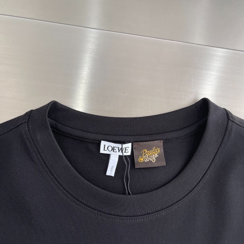 ロエベ ブランド コピー アナグラム刺繍Tシャツ 半袖ミニマルデザイン 高評価_1