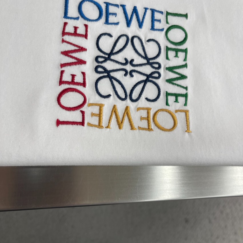 ロエベ スーパーコピー マルチロゴ刺繍Tシャツ 半袖アートデザイン 上質感_2