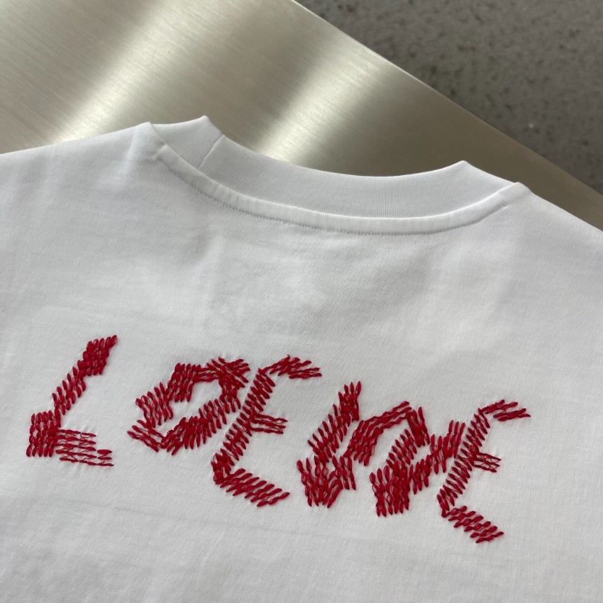 ロエベ 本物級コピー アナグラム刺繍Tシャツ 半袖ミニマルデザイン 精密ディテール_4