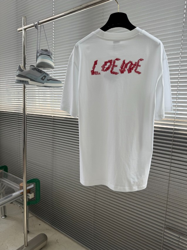 ロエベ 本物級コピー アナグラム刺繍Tシャツ 半袖ミニマルデザイン 精密ディテール_7