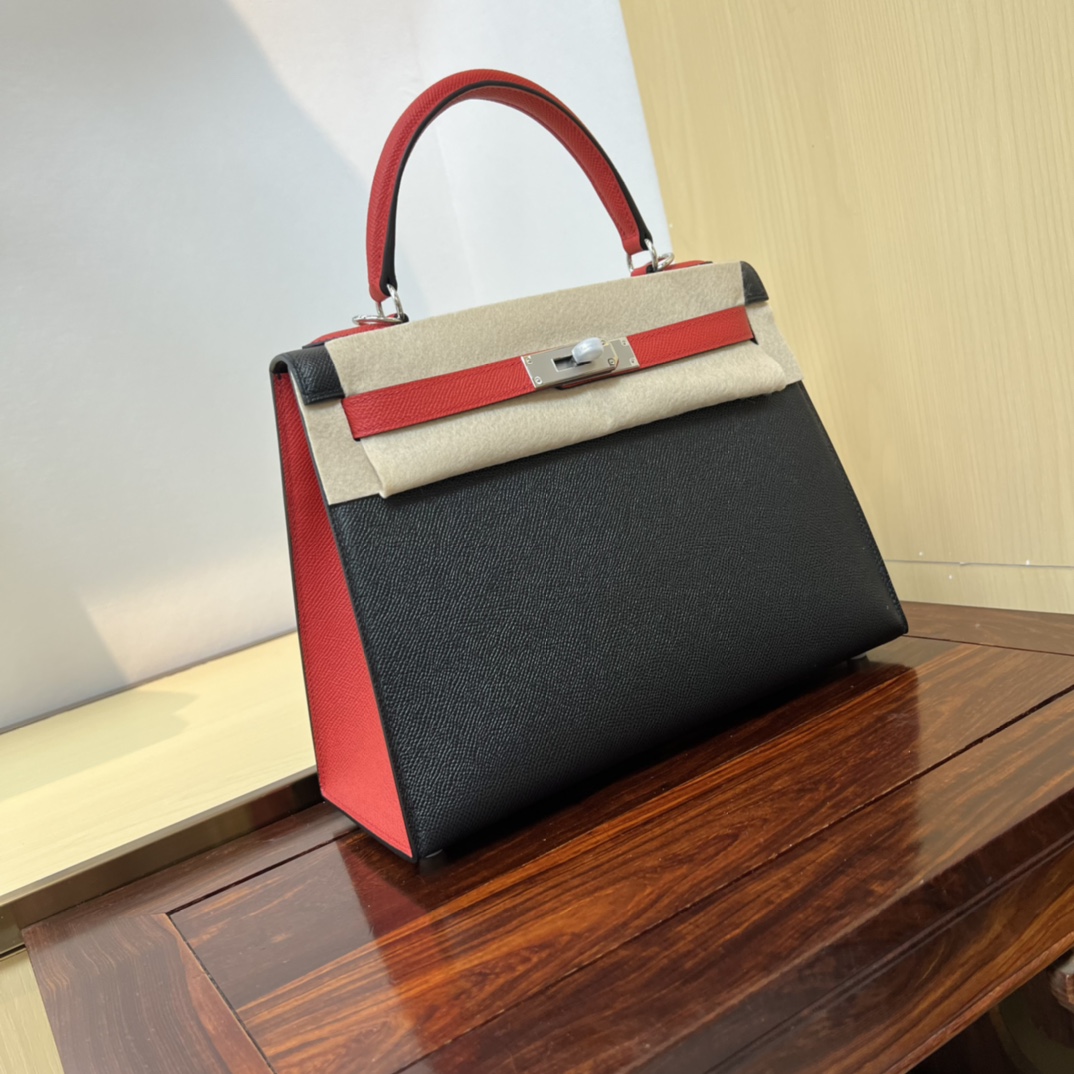 エルメス n級 ケリー ハンドバッグ バイカラーデザイン シルバー金具 高品質_3