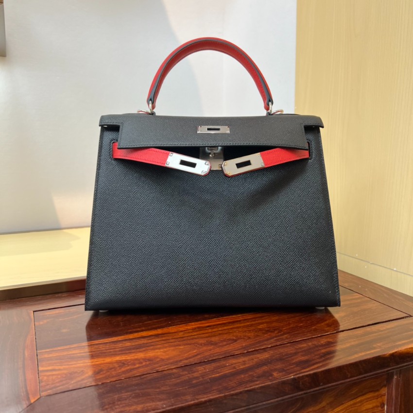 エルメス n級 ケリー ハンドバッグ バイカラーデザイン シルバー金具 高品質_4