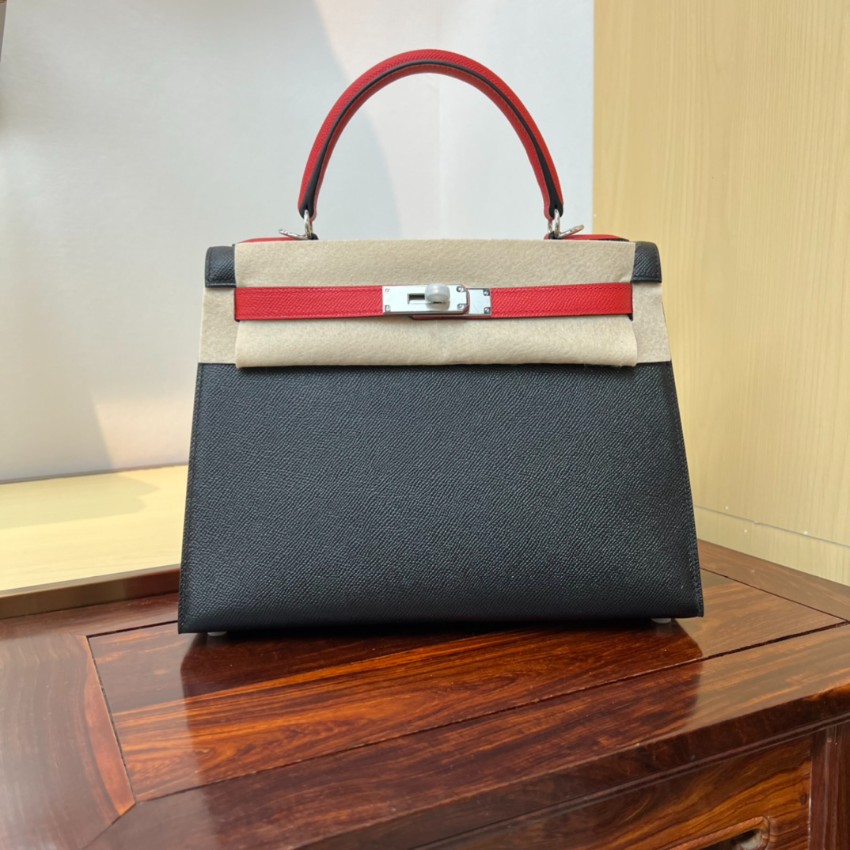 エルメス n級 ケリー ハンドバッグ バイカラーデザイン シルバー金具 高品質_6