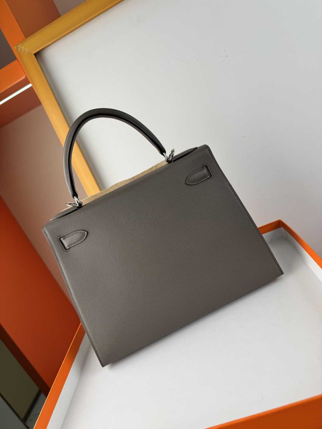 エルメス 本物級コピー ケリー ハンドバッグ グレージュカラー シルバー金具 高再現度_5