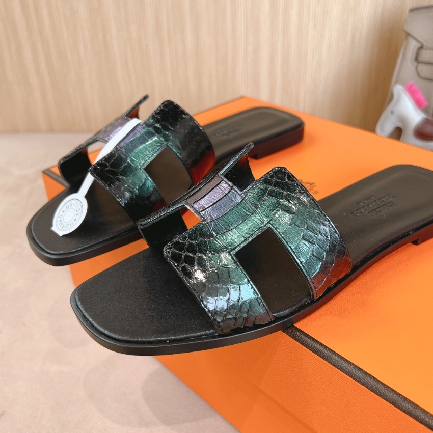 エルメス n級 Hカットサンダル クロコ型押し フラット仕様 実店舗運営_4
