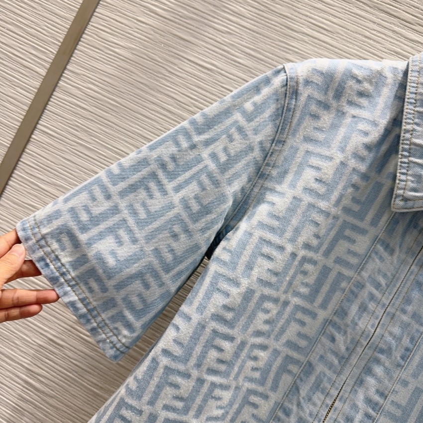 フェンディ スーパーコピー FFロゴデニムセットアップ 半袖ジャケットショートパンツ 新作_6