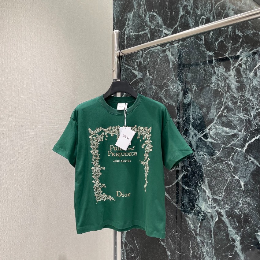 ディオール ハイブランド プリントTシャツ フレーム刺繍デザイン コットン素材 上質感_3