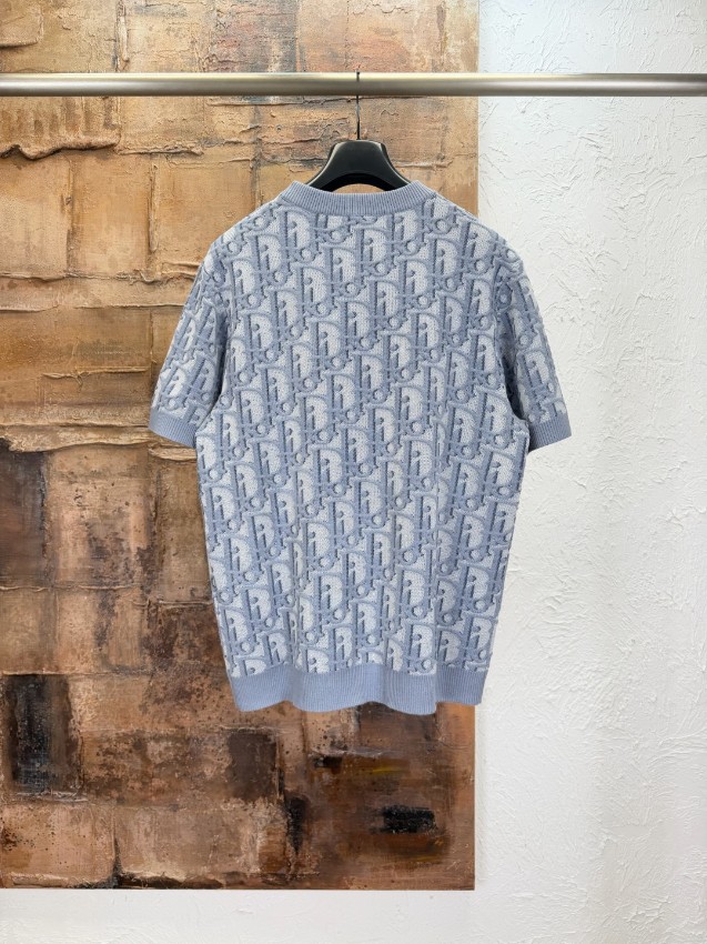 ディオール 格安 ロゴジャカードニットTシャツ 半袖クルーネック 通気 ブランド代用_2