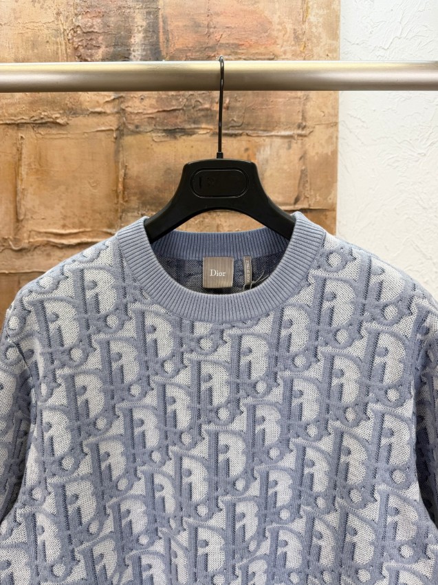ディオール 格安 ロゴジャカードニットTシャツ 半袖クルーネック 通気 ブランド代用_3