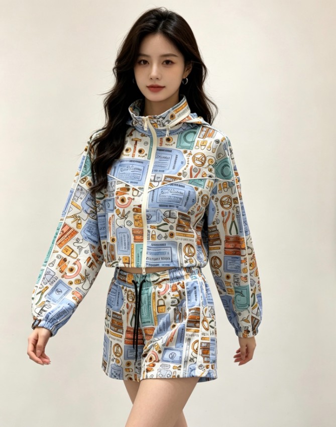 ルイヴィトン ハイブランド セットアップパーカー ショートパンツ柄デザイン 夏服_1