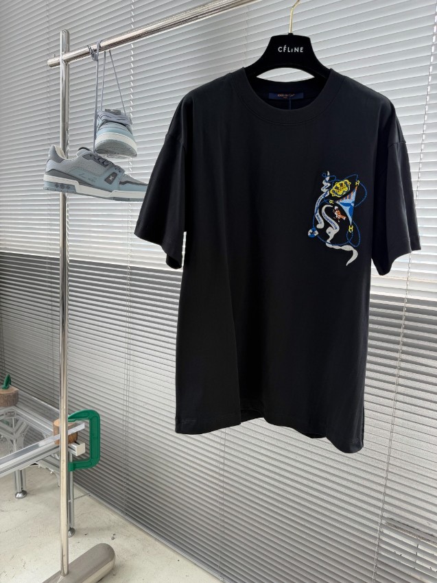 ルイヴィトン 格安 刺繍ロゴTシャツ 半袖シンプルデザイン 高評価_6