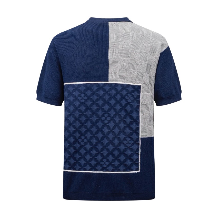 ルイヴィトン ハイブランド パッチワークニットTシャツ 半袖切替デザイン 高品質_1