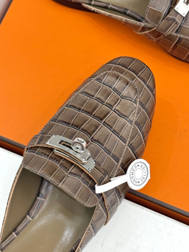 エルメス n級 クロコ型押しミュール ローファーデザイン 上品カラー仕上げ 激安_7